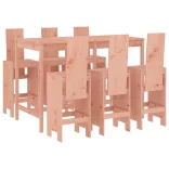 7 részes tömör duglászfenyő kerti bárgarnitúra