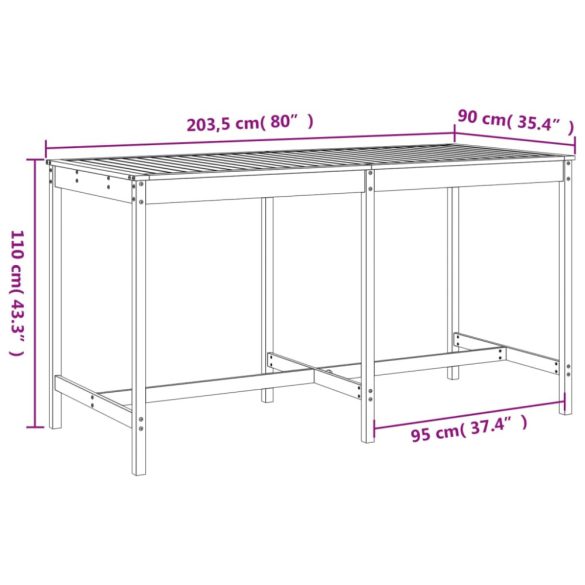 9 részes tömör fenyőfa kerti bárszett