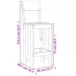 fekete 3 részes tömör fenyőfa kerti bárszett