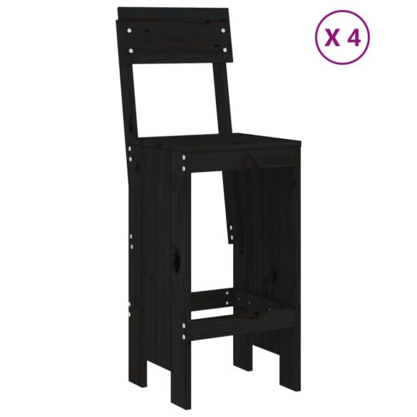 fekete 5 részes tömör fenyőfa kerti bárszett