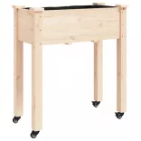 tömör fenyőfa kerekes ültetőláda béléssel 71 x 37 x 80 cm