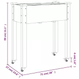 tömör fenyőfa kerekes ültetőláda béléssel 71 x 37 x 80 cm