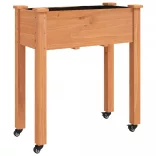 barna tömör fenyőfa kerekes ültetőláda béléssel 71 x 37 x 80 cm