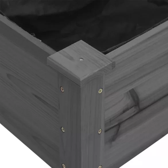 szürke tömör fenyőfa kerekes ültetőláda béléssel 71x37x80 cm