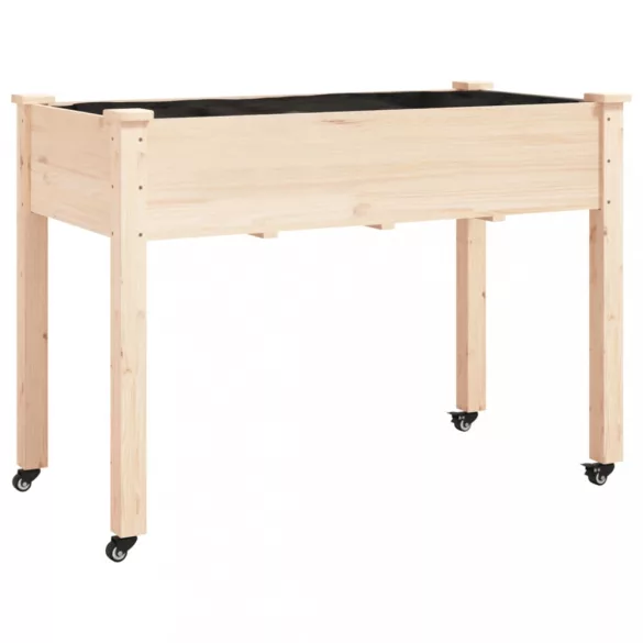 tömör fenyőfa kerekes ültetőláda béléssel 118x59x80 cm