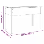 tömör fenyőfa kerekes ültetőláda béléssel 118x59x80 cm