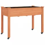 barna tömör fenyőfa kerekes ültetőláda béléssel 118x59x80 cm