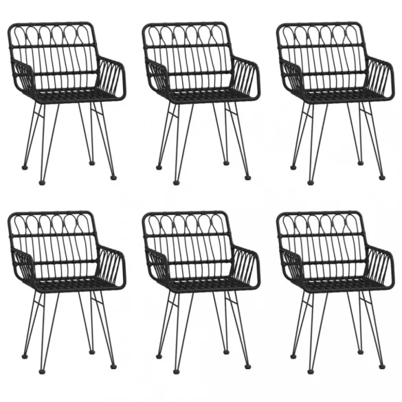 7 részes fekete polyrattan kerti étkezőgarnitúra