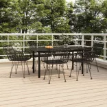 7 részes fekete polyrattan kerti étkezőgarnitúra
