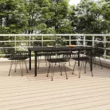 7 részes fekete polyrattan kerti étkezőgarnitúra