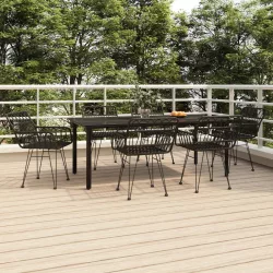 7 részes fekete polyrattan kerti étkezőgarnitúra