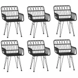 7 részes fekete polyrattan kerti étkezőgarnitúra