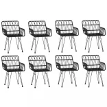 9 részes fekete polyrattan kerti étkezőgarnitúra