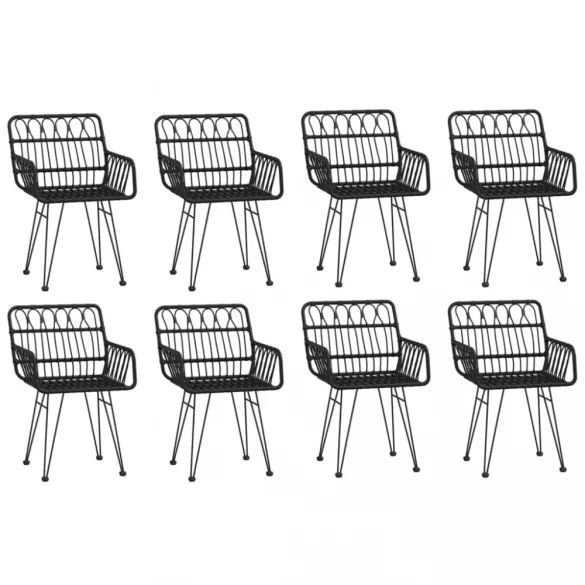 9 részes fekete polyrattan kerti étkezőgarnitúra