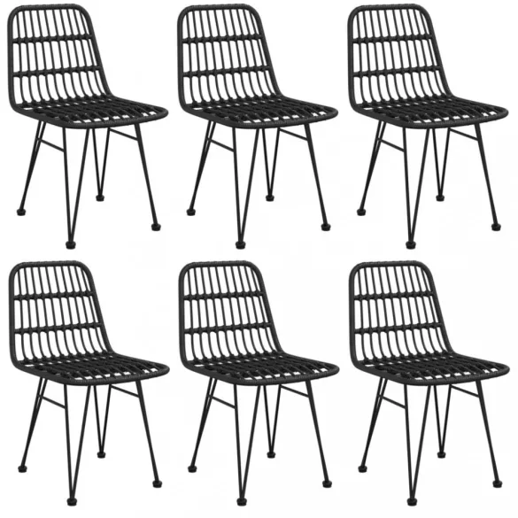 7 részes fekete polyrattan kerti étkezőgarnitúra