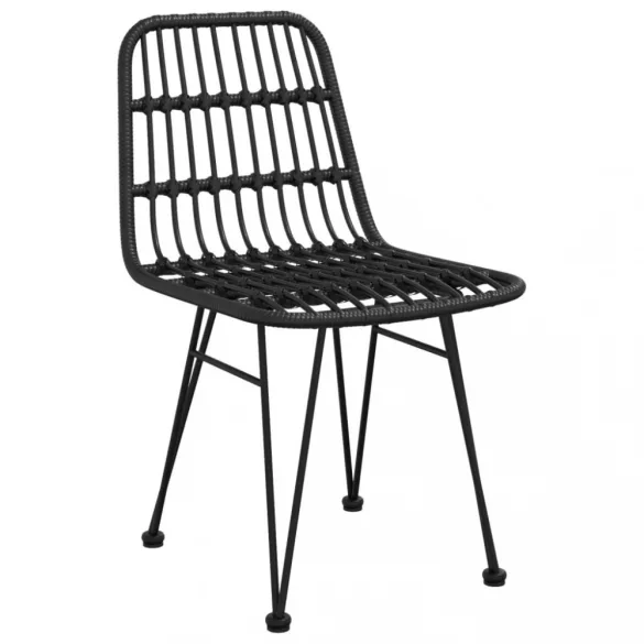 7 részes fekete polyrattan kerti étkezőgarnitúra