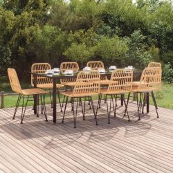9 részes polyrattan kerti étkezőgarnitúra