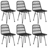 7 részes fekete polyrattan kerti étkezőgarnitúra