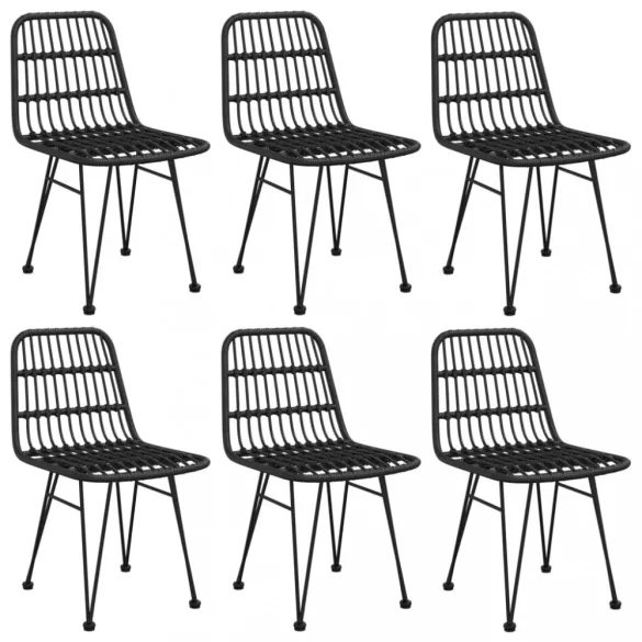 7 részes fekete polyrattan kerti étkezőgarnitúra