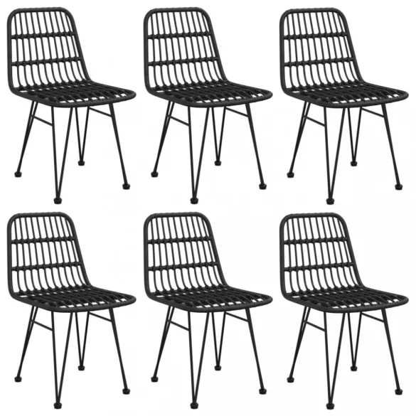 7 részes fekete polyrattan kerti étkezőgarnitúra