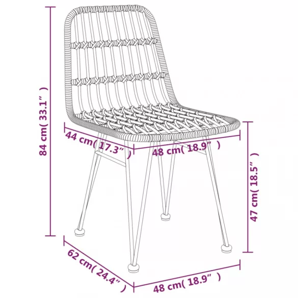 7 részes fekete polyrattan kerti étkezőgarnitúra