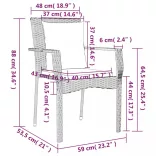 7 részes fekete polyrattan kerti étkezőgarnitúra párnával