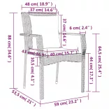7 részes fekete polyrattan kerti étkezőgarnitúra párnával