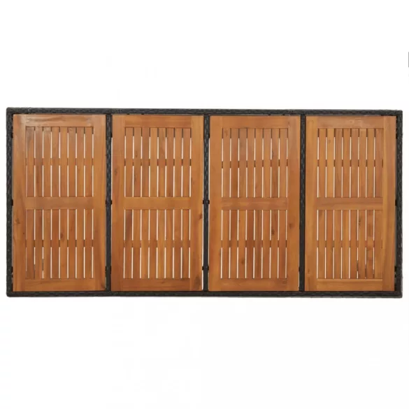 7 részes fekete polyrattan kerti étkezőgarnitúra párnával