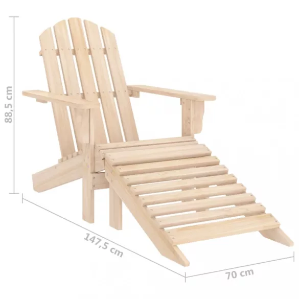 tömör fenyőfa kerti Adirondack szék zsámollyal