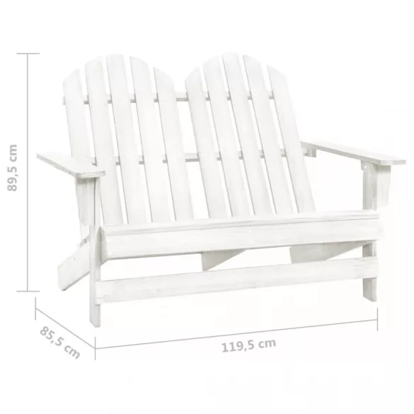 kétszemélyes tömör fehér fenyőfa kerti adirondack szék