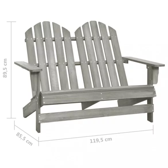 kétszemélyes szürke tömör fenyőfa kerti adirondack szék