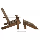 kétszemélyes barna fenyőfa kerti adirondack szék és zsámoly