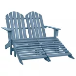 kétszemélyes kék fenyőfa kerti adirondack szék és zsámoly