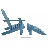 kétszemélyes kék fenyőfa kerti adirondack szék és zsámoly