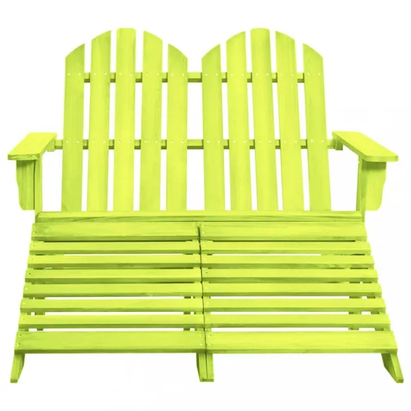 kétszemélyes zöld fenyőfa kerti adirondack szék és zsámoly