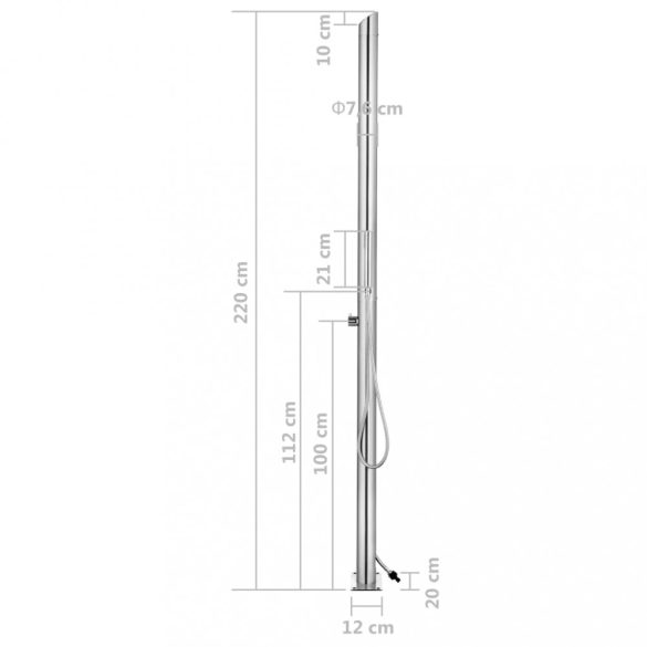 rozsdamentes acél kerti zuhany 220 cm