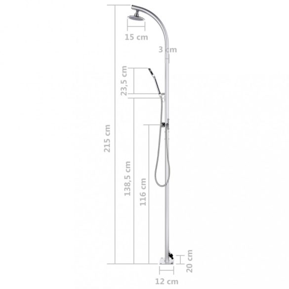 alumínium kerti zuhany 215 cm