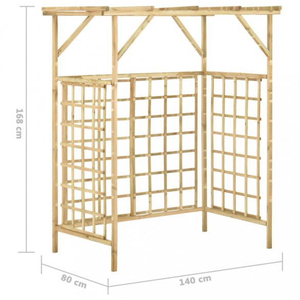 impregnált fenyőfa kerti pergola 2 szemeteskukához