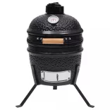 fekete kerámia 2 az 1-ben Kamado grillsütő füstölővel 56 cm