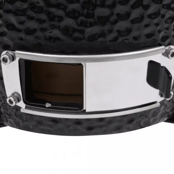 fekete kerámia 2 az 1-ben Kamado grillsütő füstölővel 56 cm