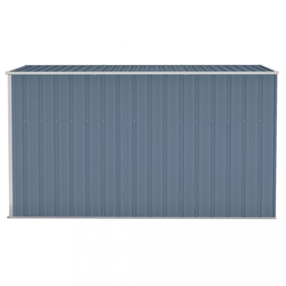 szürke acél falhoz erősíthető kerti fészer 118 x 288 x 178 cm