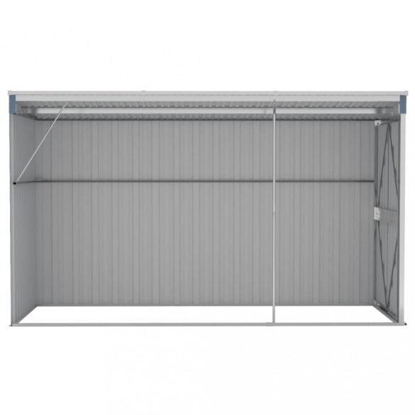 szürke acél falhoz erősíthető kerti fészer 118 x 288 x 178 cm