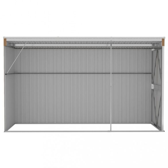 barna színű, falra szerelhető kerti fészer 118 x 288 x 178 cm horganyzott acélból