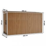 barna színű, falra szerelhető kerti fészer 118 x 288 x 178 cm horganyzott acélból