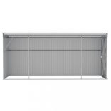 szürke acél falhoz erősíthető kerti fészer 118 x 382 x 178 cm