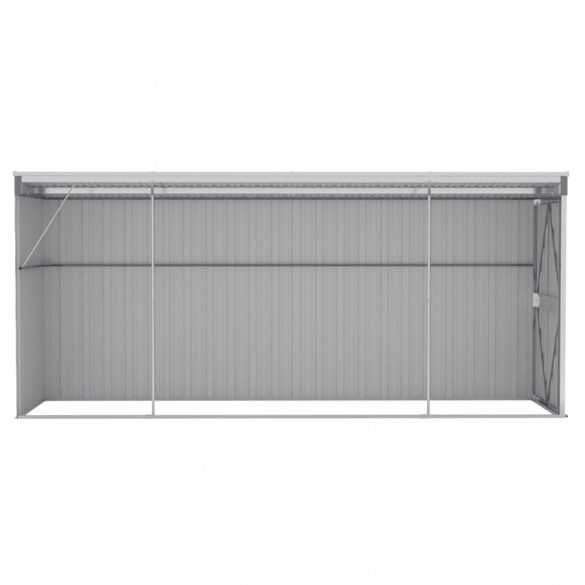 szürke acél falhoz erősíthető kerti fészer 118 x 382 x 178 cm