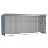 szürke acél falhoz erősíthető kerti fészer 118 x 382 x 178 cm