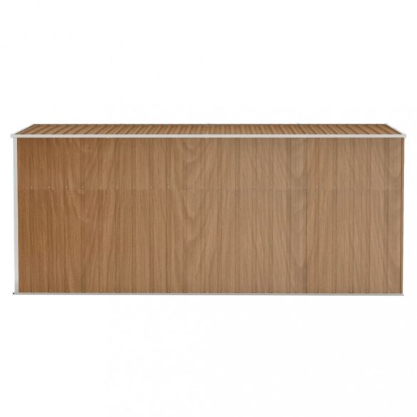 barna színű, falra szerelhető kerti fészer 118 x 382 x 178 cm horganyzott acélból