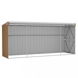 barna színű, falra szerelhető kerti fészer 118 x 382 x 178 cm horganyzott acélból