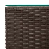 3 db barna polyrattan kisasztal üveg asztallappal